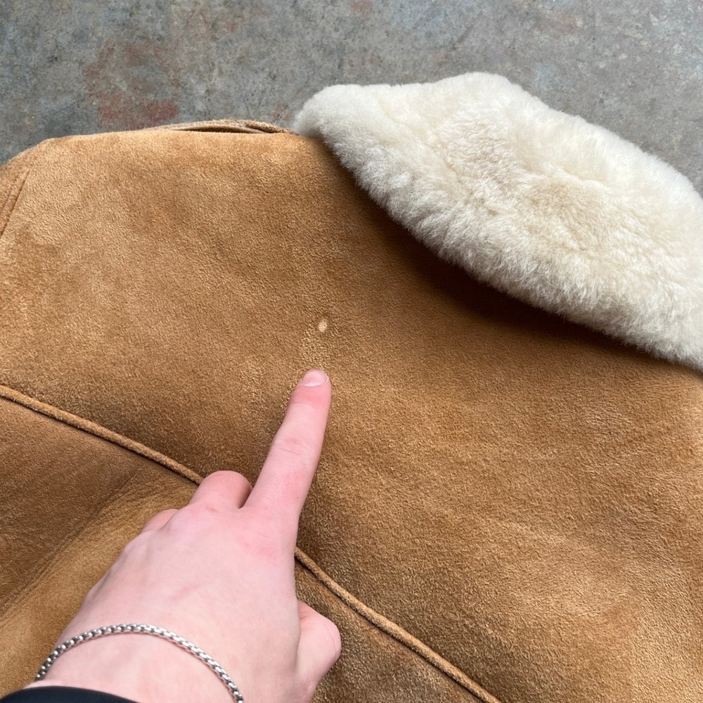 VTG 80s Raleghs Sheepskin Shearling Wool Lined Suede Leather Bomber Jacket 38 - Picture 9 of 14